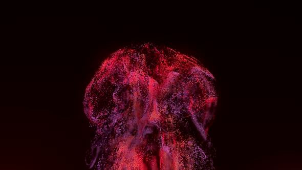 Red Fluid Particles Explosion Abstract Animation