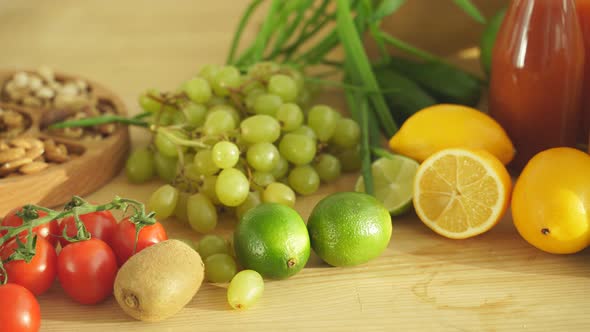 Lots of Nuts and Fruits on the Table Closeup alt