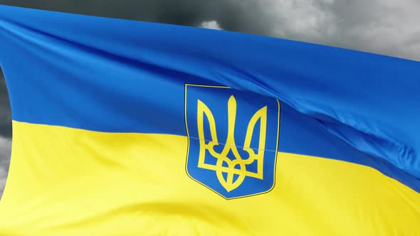Highly detailed fabric texture flag of Ukraine