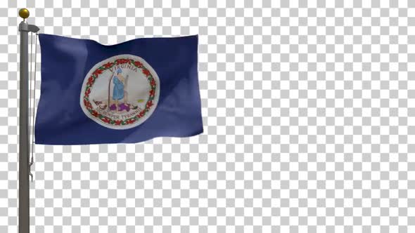 Virginia State Flag (USA) on Flagpole with Alpha Channel - 4K alt