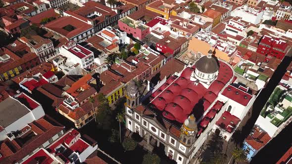 View From the Height on Cathedral and Townscape San Cristobal De La Laguna Tenerife Canary Islands alt