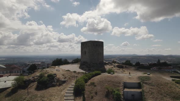 Aerial panoramic view of Torre de Menagem. Guarda. Portugal