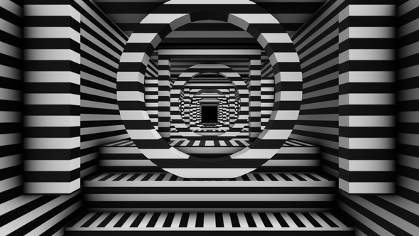Monochrome Stair Stage Black White Tunnel Hypnotize VJ Cloner Headache Stripe Pillar Repetition Loop