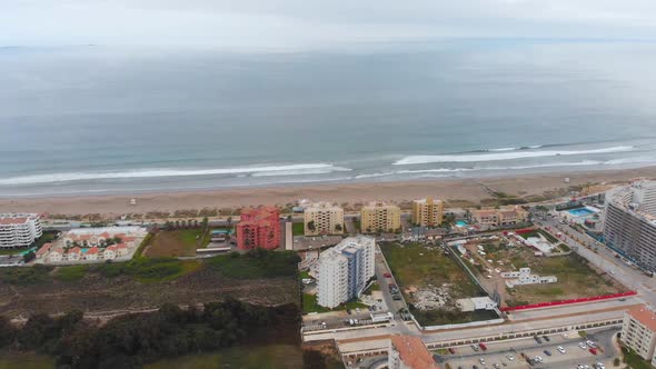 Coast, Pacific Ocean, Beach (La Serena, Chile) aerial view, drone footage alt