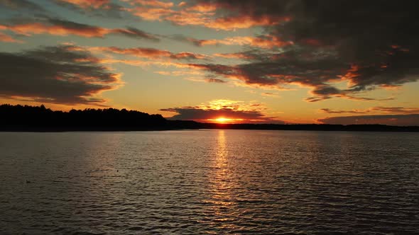 Epic Aerial View of Big Lake With Clear Blue Water. alt
