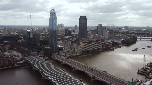 Aerial View of Central London at Blackfriars Bridge