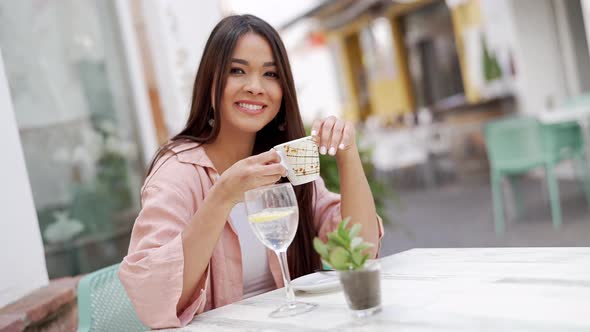 Happy Woman with Cup of Coffee