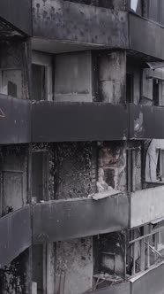Vertical Video of a Destroyed House During the War in Ukraine alt