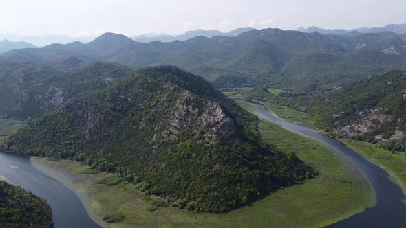Panorama of Mountainous Terrain with River Valleys