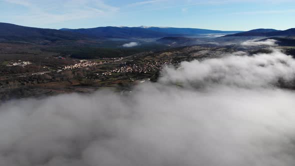 Valley sea of fog Drone Timelapse - Palacios de la Sierra 4K