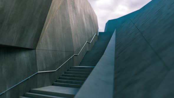 Camera Movement Along Stairs That Lead Ap To the Sky alt