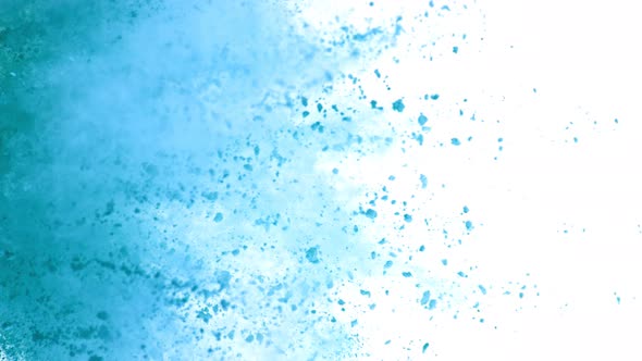 Super Slow Motion Shot of Blue Powder Explosion Isolated on White Background at 1000Fps alt
