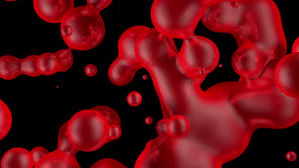 Presentation of a fantastic splash of red blood or liquid molecules. alt