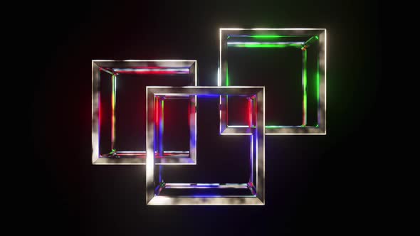 Three Bright Colorful Metal Cubes Motion Graphics Title Logo Background