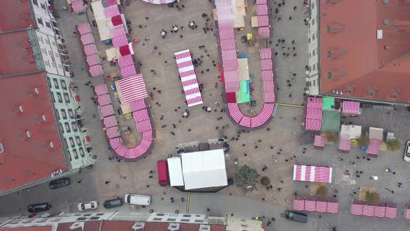 Bird's Eye View of a Festive Christmas Market in a City alt