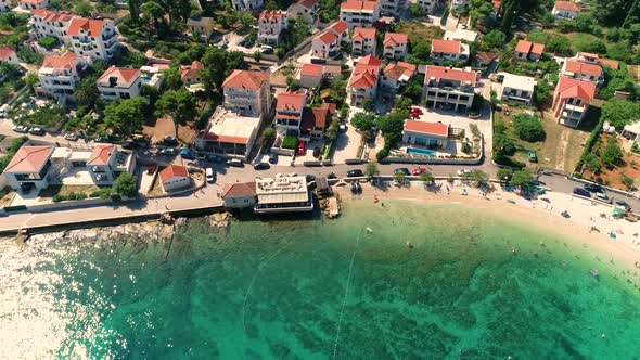 Aerial view of beach Majakovac at Sutivan village during the summer, Croatia. alt