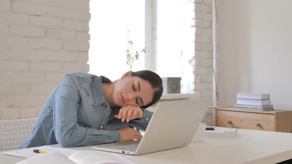 Sleeping Casual Young Girl in Creative Workplace alt