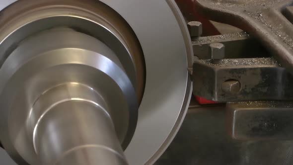 Lathe Turning Machine Freeze Car Brake Disc Closeup View alt