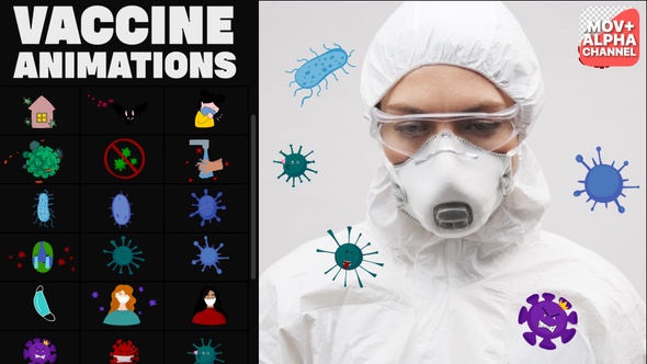 Corona Virus And Vaccine Cartoon Icons | Motion Graphics Pack