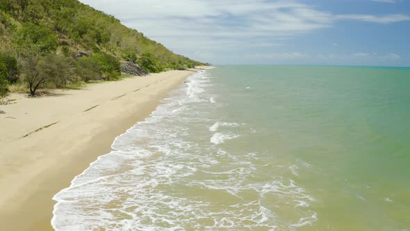 Aerial, Gorgeous View On Empty Ellis Beach In Cairns, Queensland, Australia