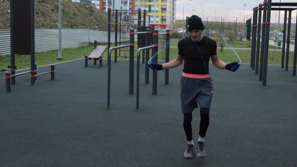 Man training outdoors on sports field