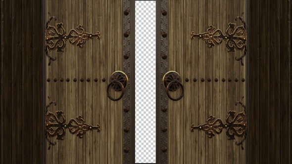 Old Wooden Door Opening On Transparent Background
