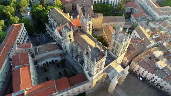 Aerial View of Catholic Cathedral in Montpellier France at Sunrise