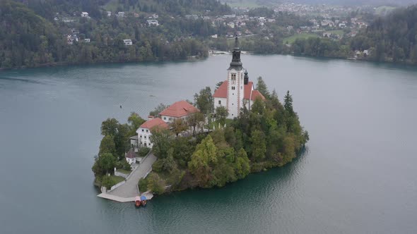 Aerial Lake Bled in Slovenia