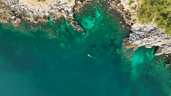 Summer Cleopatra Beach aerial view 4 K alt
