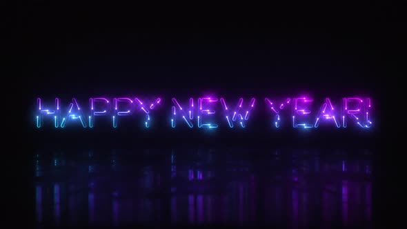 Chasing Cool Colored Neon HAPPY NEW YEAR! Title Background Sign with Loop
