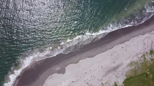 Overhead shot above beautiful lonely beach in paradise