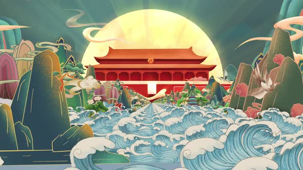 Chinese Traditional Painting Drawing Style Stage Background