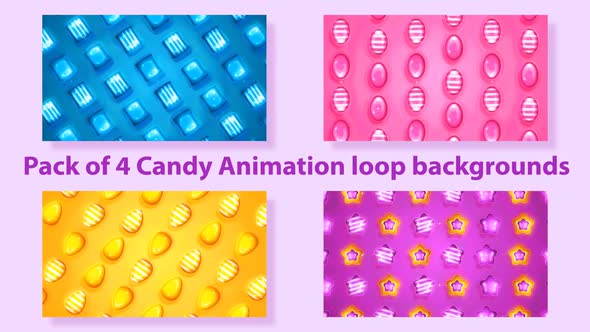 Pack of 4 Candy Animation Loop Backgrounds HD