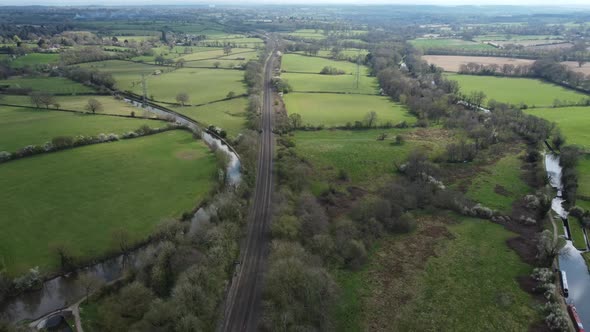 Lapworth Link Kingswood Junction Canal Railroad M40 Motorway Aerial View Warwickshire Spring Season