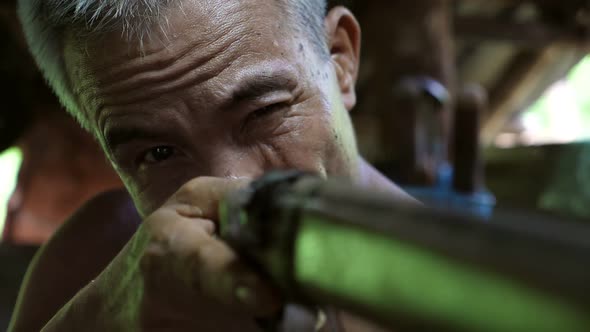 Asian The Elderly Target With Laser Sight alt