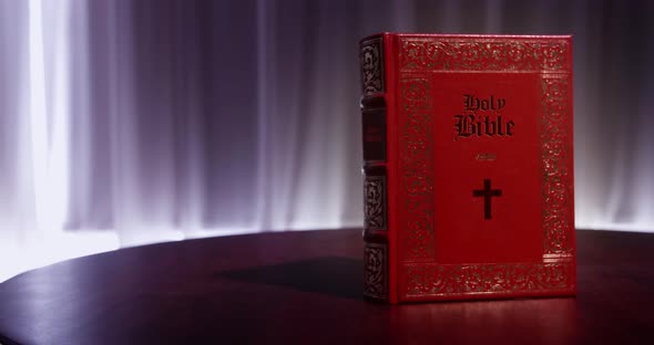 Holy Bible standing on a table
