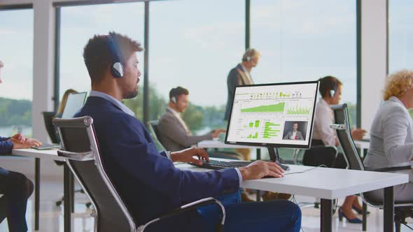 Junior sales specialist having call alt