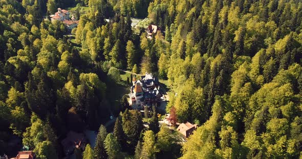 Pelisor Castle In The Romanian Forest Aerial alt