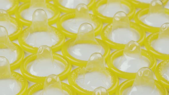close up of condom rotating