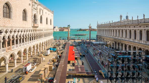 Tourists Strolling Across St Mark's Square Near Campanile in Daytime in Venice alt