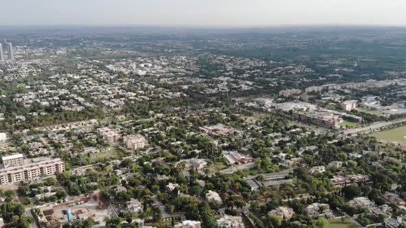 Aerial View Of Islamabad City In Pakistan. Slow Pedestal Down alt