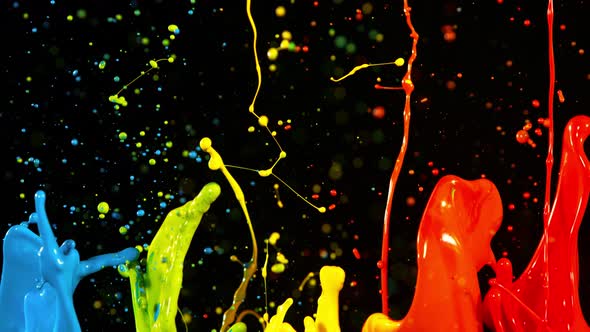 Colorful Splashing Paint in Super Slow Motion. Shooted with High Speed Cinema Camera at 1000Fps alt