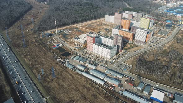 Automobile Highway with Direct Traffic of Vehicles View From a Quadcopter alt