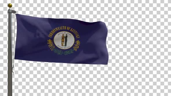 Kentucky State Flag (USA) on Flagpole with Alpha Channel - 4K alt