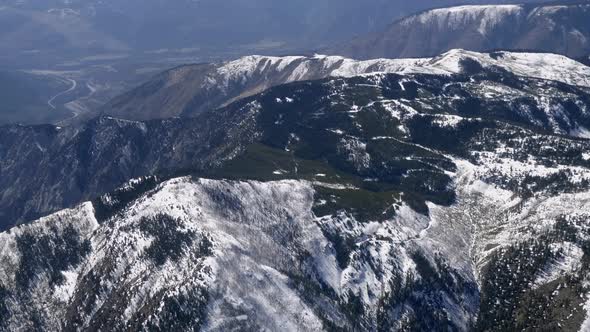 Snow Mountain Slopes At Thompson River In Cache Creek Area, Central British Columbia, Canada. - Aeri alt