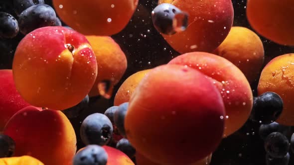 Slow Motion of Fruit in Water