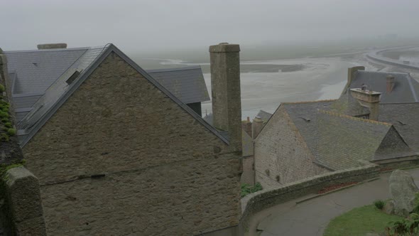 View from Mont St Michel famous    tourist attraction in northern France Bretagne 4k 2160p UHD foota