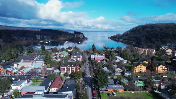 Pucon at Chilean Patagonia. Famous countryside city of Pucon Chile. alt