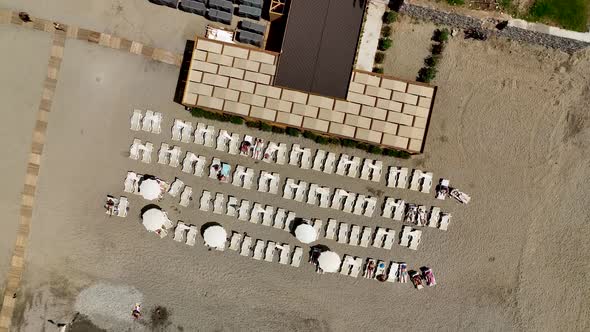 Beach Bar aerial view 4k alt