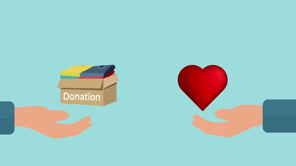 Donating clothes to a poor person 4K animation